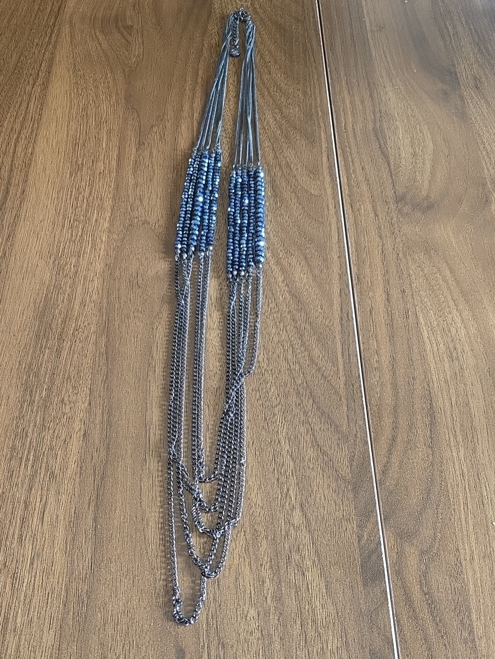 Simply Vera Multi-Strand Black Crystal And Gunmetal Chain Statement Necklace